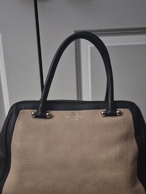 kate spade Two-Tone Pebbled Leather Satchel in Beige and Black